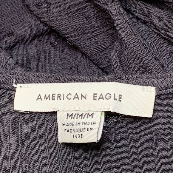 American Eagle Front Twist Blouse Dark Grey Size Medium - Picture 7 of 8
